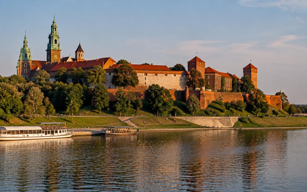 Wawel castle above the Vistula river in Kraków